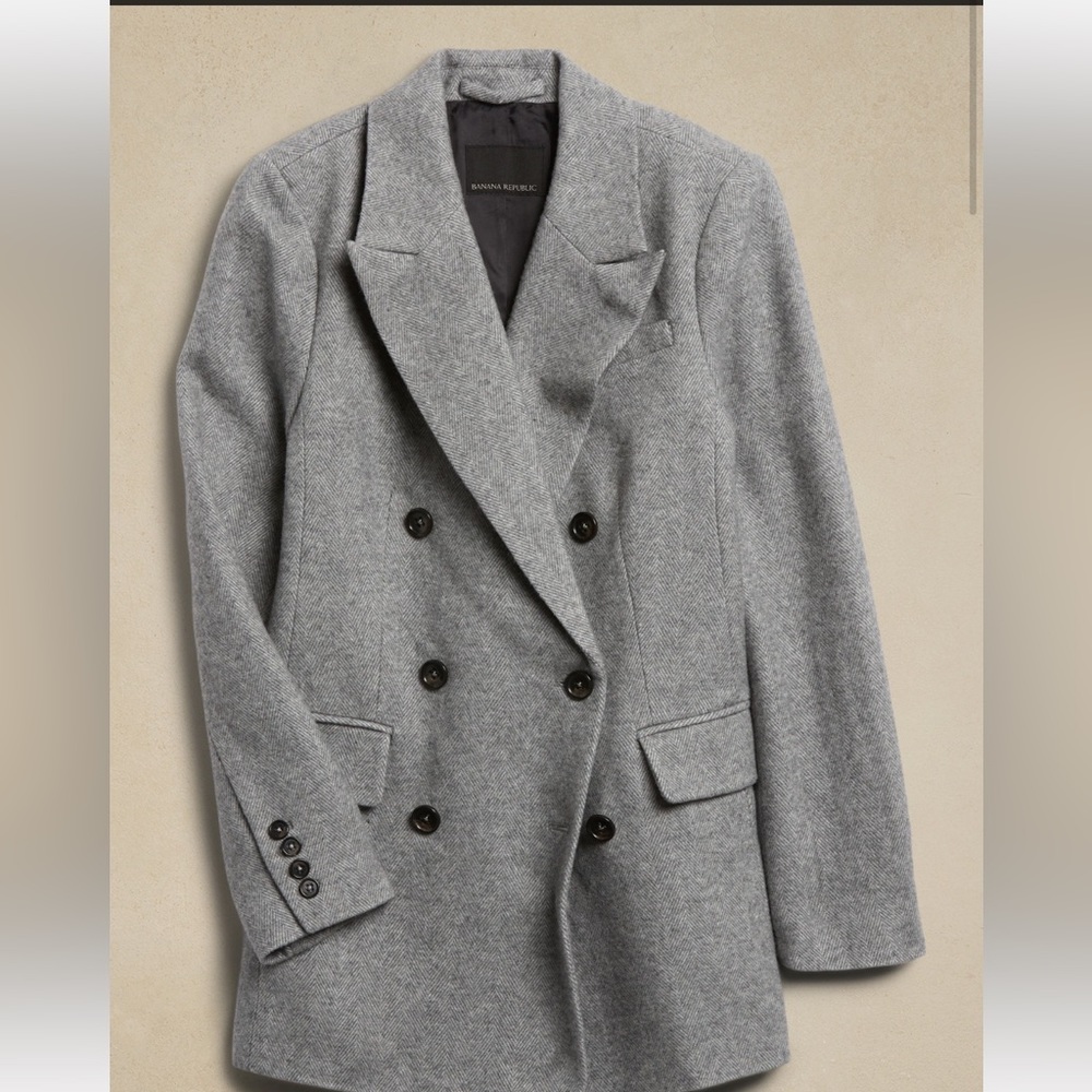 NWT Banana Republic Marley Herringbone Blazer, Gray, Size 16